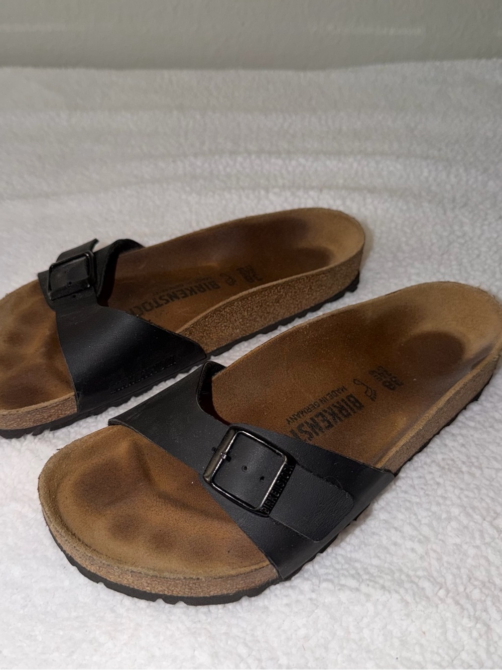 Birkenstock Black Single-Buckle Cork Footbed Slide Sandals